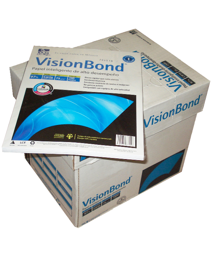 Caja de Papel Bond Vision Bond, T/Carta, 75 grs Caja C/25 C/100